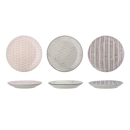 Bloomingville Lot de 3 assiettes Maya, rose, gris, violet, céramique