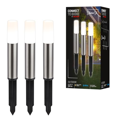 BRILONER - Connect to Shine 12V Gartensystem 3er Set LED Pollerleuchte...