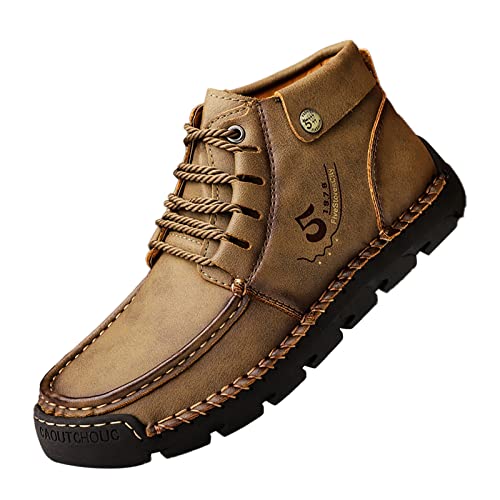 Bequeme Trekkingschuhe Herren Für Breite Füße - Leder Sneaker Mit Rutschfester Sohle