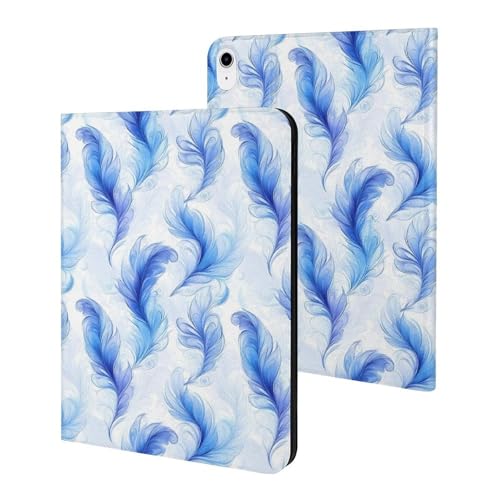 Étui iPad 10,9" léger plumes bleues pour emporter votre tablette partout