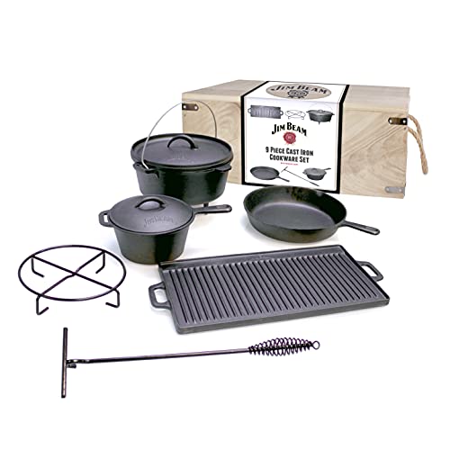 Jimbeam Jim Beam Gusseisernes Kochset Dutch Oven 9tlg in Holztruhe JB0185 Jimbeam Jim Beam Gusseisernes Kochset Dutch Oven 9tlg in Holztruhe JB0185
