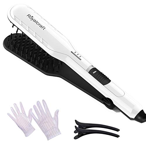 Hair Straightener Brush - Hair Straightening Brush for Women,30s Fast Ceramic Heating Electric Hair Straightener,Anti Scald,Auto-Off ,3 Temp Settings