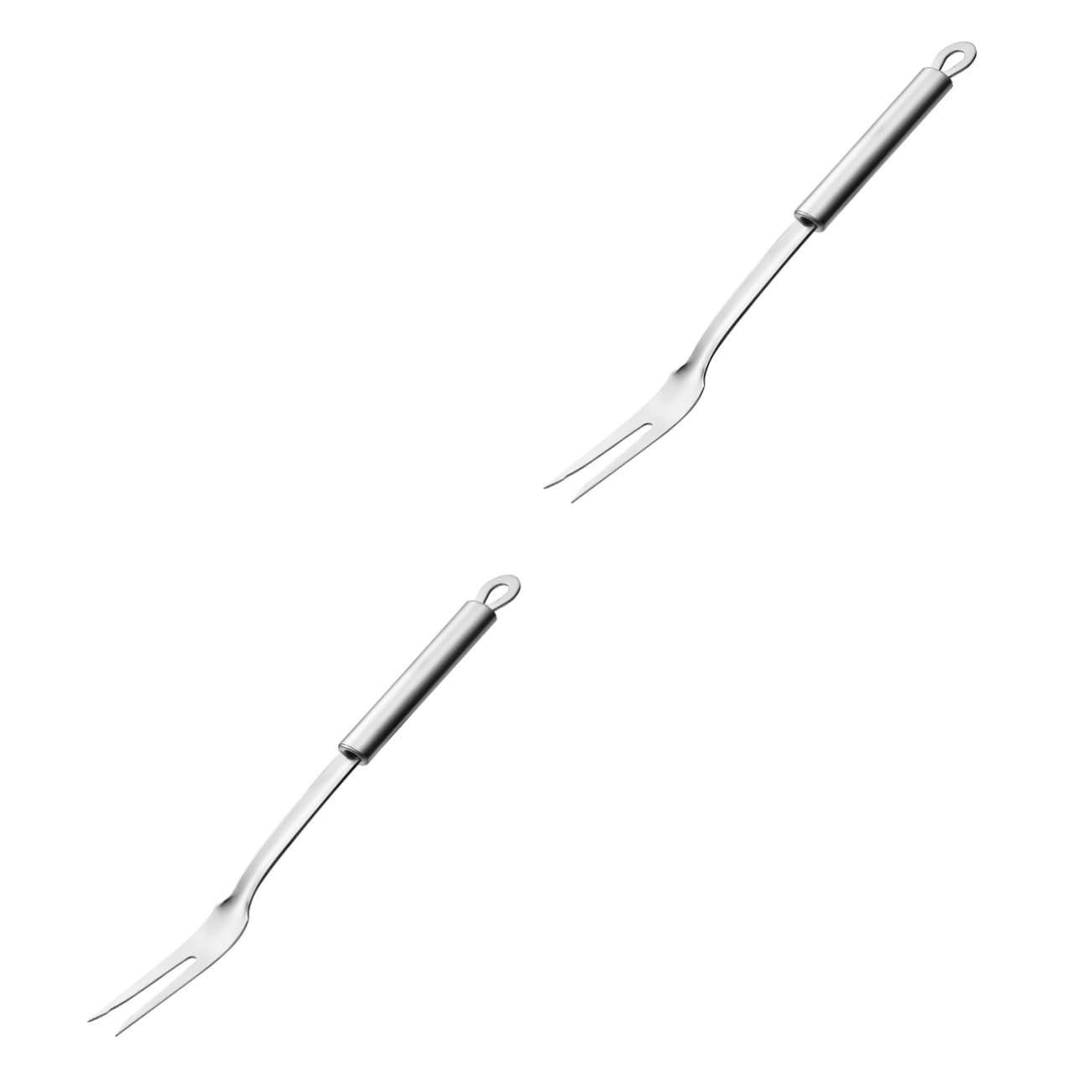 FUNOMOCYA 2pcs Grill Tongs for Outdoor Grill Stainless Steel Bbq Fork 2-prong Roasting Sticks Perfect for Camping Picnic and Home Use