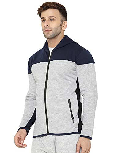Image of CHKOKKO Fleece Men Winter Sports Gym Track Zipper Stylish Standard Length Jacket Camel Large,Grey