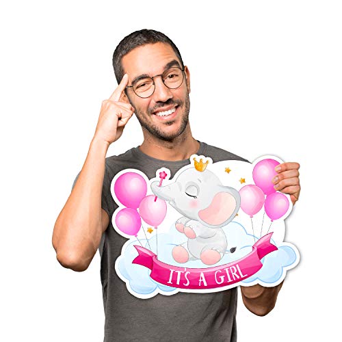 It’s A Girl Pink Yard Signs With Stakes – Includes Crown, Elephant, And Balloon Signs – Weather-Resistant Signs And Stakes-Welcome Home Baby Lawn Sign- Gender Reveal Baby Shower #TOP4