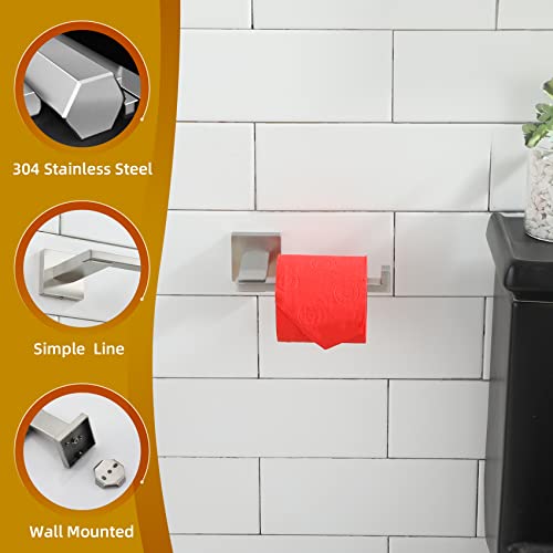 Image of KOKOSIRI Toilet Paper Holder Brushed Nickel for Kitchen Bathroom Washroom Toilet Tissue Roll Paper Holder Stainless Steel, Wall Mounted B2006BR