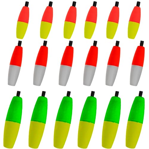 Zsrivk Peg Floats, 18pcs Fishing Foam Cigar Floats, Fishing Bobber with Pipe Plug, Fishing Floats for Santee Rig - 3 Mixed Size