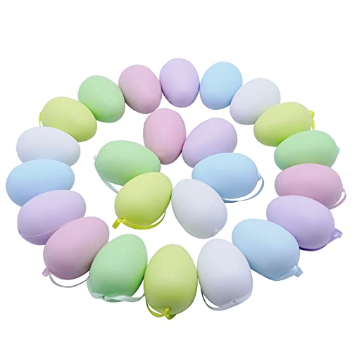 Easter Egg Ornaments 24pcs Outdoor Hanging Easter Eggs Plastic Colorful Easter Tree Ornaments Decorations, Multicolor
