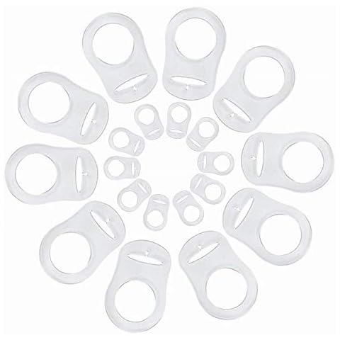 20 Pcs Soft Silicone Adapter Ring Transparent Dummy Clip Adapter Baby Pacifier Ring Holder Clip Adapter for MAM Rings Cover