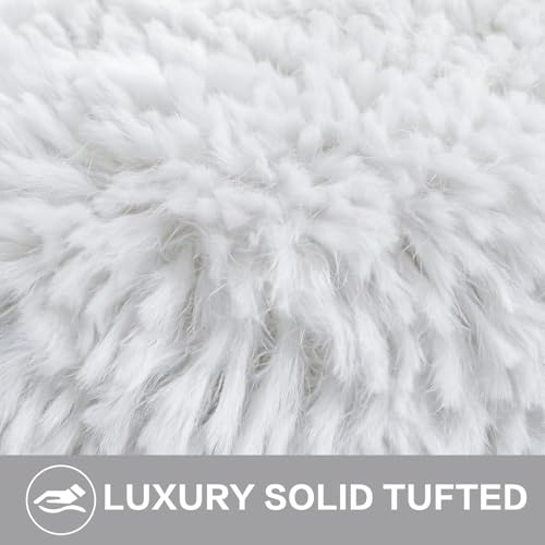 Image of Microfiber Toilet Lid Cover, 17.5 inchx15 inch Fits Round Oblong and Elongated | Toilet Seat Covers for Bathroom, Machine Washable, Decorative Fuzzy fur Look Round Toilet Seat Cover Extra Soft Absorbent