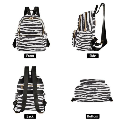 Image of ALAZA Animal Black White Zebra Print Pattern Medium Backpack Purse for Women Travel Bag Fashion Daypack Back Pack Shoulder Bag
