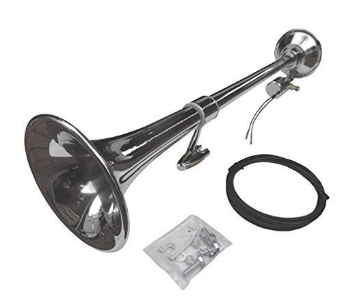 Viking Horns V201 Single Trumpet Loud Sound 145 Decibels, Semi Truck Chrome Air