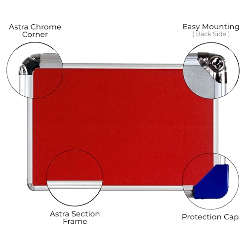 Image of ALKOSIGN Astra Felt Notice Board -RED (2 x 6 Feet) |Bulletin Board, Pin-up Board, Display Board, Push pins Board, Announcement Board, Soft Message Board, for School, College, Office, Study Room etc