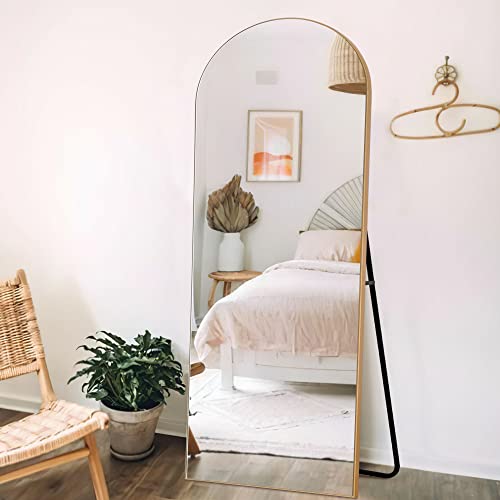 Image of PexFix Arched Full Length Mirror Arched Wall Mirror Floor Mirror with Stand Contemporary Full Length Mirror with Gold Wood Frame,71''x28'' (USAM019)
