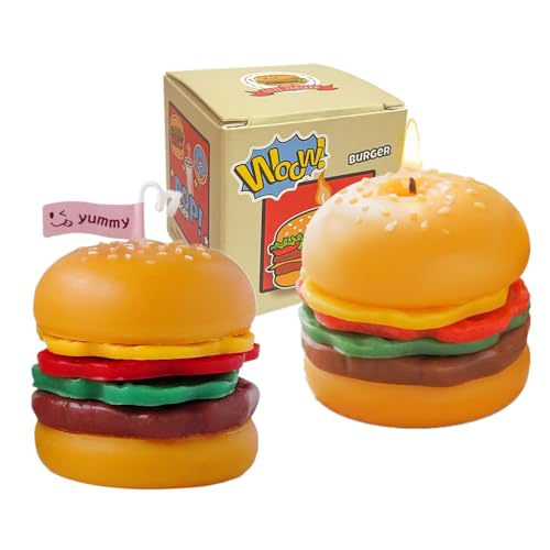 2 Pack Burger Scented Candle, Cute Decorative Food Candle,Handmade Creative