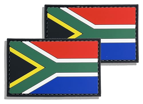 2 Pack PVC South Africa South African Country Flag Patch,PVC Country Flag Hook and Loop Patches for Backpacks Jackets Hat,2x3 Inch.