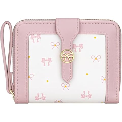 BIAOTIE Bow Pink Bifold Wallet for Women Cover