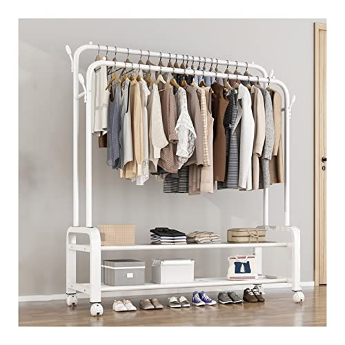 Perchero Doble con Estante para Zapatos. Soporte Resistente para Ropa, Ideal para Dormitorio, Oficina o Entrada. Color Negro, 130 cm. Versátil para Ropa y Zapatos.