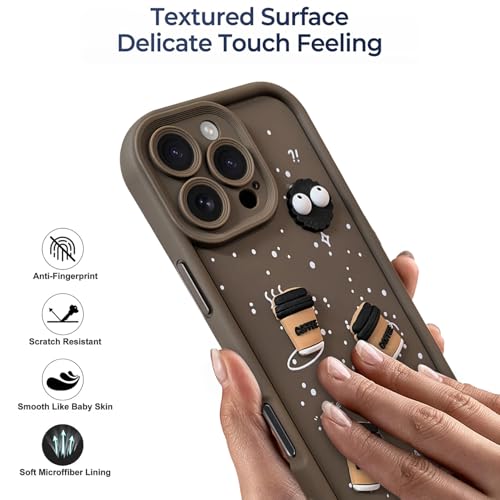 Image of SHINESTAR Back Cover for iPhone 16 Pro Max - 3D Cartoon Coffee & Eyes Design | Soft Silicone Shockproof Case with Full Camera Protection | Cute & Playful Phone Cover - Brown