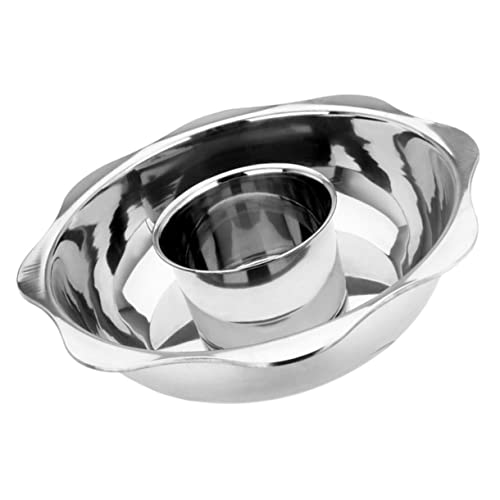 Garneck Stainless Steel Divided Hot Pot Pan Two-flavor Cooking Pot for Home Restaurant Design for Family Gatherings Easy to Clean Use for Delicious Meals