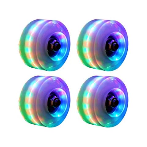 POHOVE Led Light Up Roller Skate Wheels 4 Pack Luminous Light Up With Skate Roller Bearings Quad Roller Skate Wheels For Quad Skating Cover