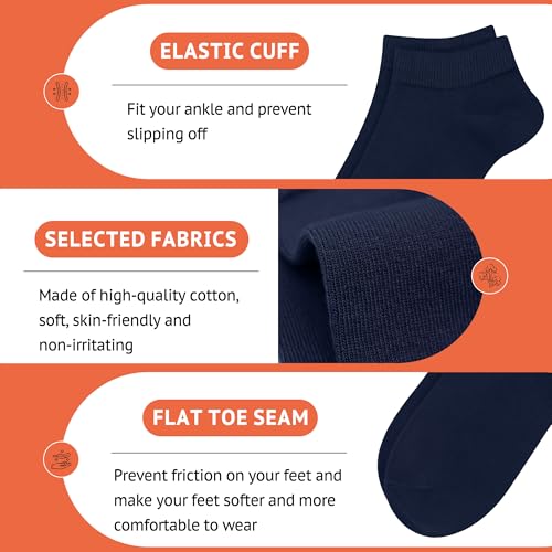 Women's Thin Low Cut Ankle Cotton Socks - 6 Pairs Lightweight Non-Slip No Show Socks, Classic Casual Running Socks2