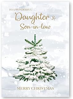 Christmas Card for Daughter & Son-in-law. Christmas Tree in Snow Design. 172 x 122mm Card with Verse Inside and White Envelope. Ecofriendly and UK made by Absolutely Yours.