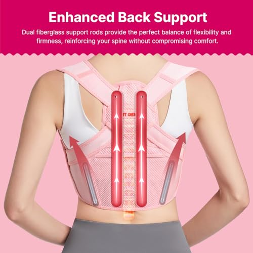 Fit Geno Posture Corrector for Women: Adjustable Lightweight Upper Back Brace for Neck Shoulder & Upper Back Pain Relief - Improve Posture Correct Hunchback Slouching Kyphosis Invisible Under Clothes (XS/S Under Bust 26"-37") - Thumbnail 3