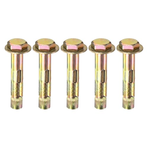 Image of M METERXITY 5-Pack Hex Expansion Bolt, M10x60mm Colored Galvanized Iron-Carbon Steel External Hex Expansion Bolts, Anti-Corrosion Metal Bolt for Concrete /Dry Brick /Block Walls