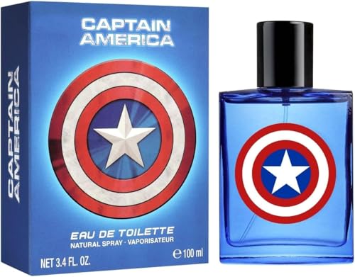Captain America - Profumo per bambini in bottiglia di vetro (100 ml) – regalo per ragazzi, profumi per bambini e adulti