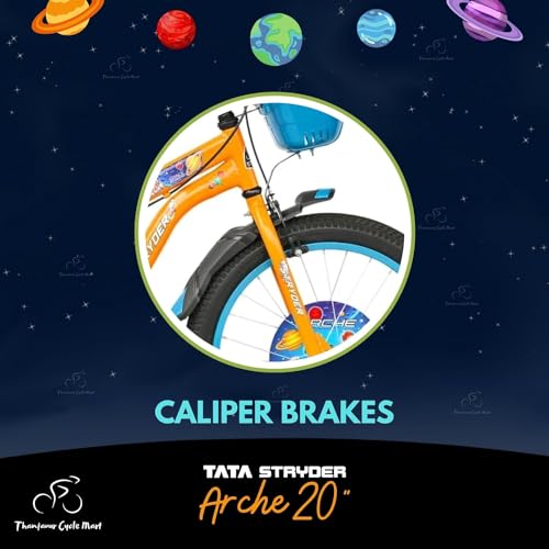 Image of TATA Stryder Arche 20T Kids Cycle with Integrated Carrier and Support Wheel with Basket | 2.40 inch Wide Tyres | Ideal for Age 5-10 Years for Boys and Girls. (Orange)