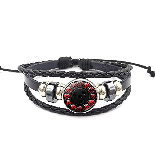Sharingan Eye Snap Bracelet Fashion Anime Kakashi Braided Leather Bracelet Uchiha Rinnegan Eyes Glass Jewelry Vintage Men Bangle (Metal Color: Style-13)