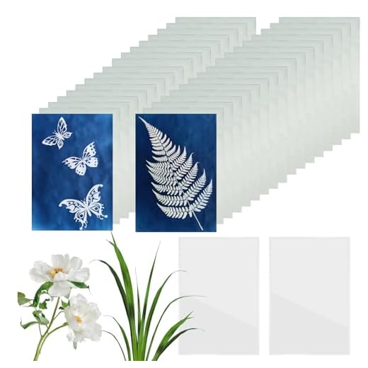Zfseyuh 35 Piezas Cianotipia Kit Papel Fotosensible Alta Sensibilidad Papel de Impresion Solar Cyanotype Paper con Lámina Acrílica para Proyectos de Bricolaje y Decoración Arte Pared