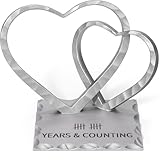 Vastsea 10 Year Anniversary Wedding Gifts for Him Her - 10th Anniversary Tin Gift for Wife Couples Husband, Hearts Sculpture Home Decor & Card & Gift Box