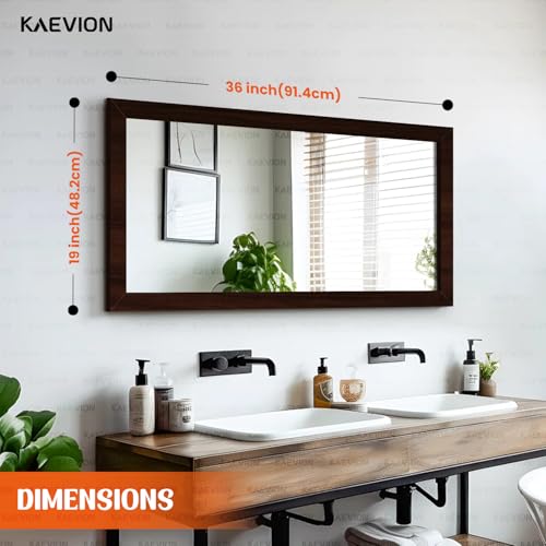 Image of Wall Hanging 3ft Brown Waterproof PVC Framed Wall Mirror for Bedroom or Bathroom |Home Decor Wall Mounted Mirror for Bedroom Living-Room Vanity Farmhouse| wash Room Mirror for Wall
