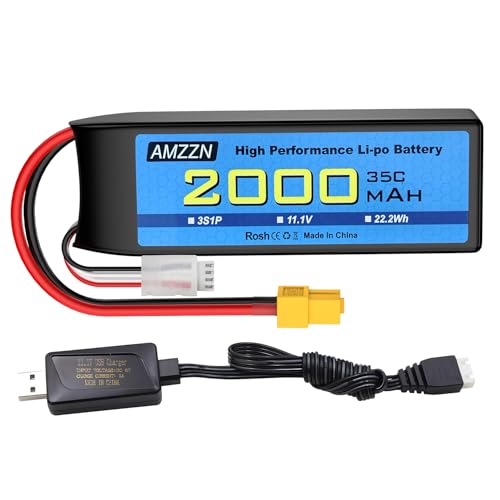 Batterie LiPo 3S 11.1V 2000mAh 35C XT60 pour camion et bateau télécommandé