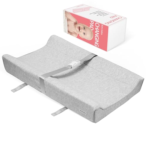 Image of Baby Soft Changing Pad with Washable Cover, Baby Diaper Changing Pads for Dresser Top with Safety Strap,Non Slip Bottom, Topper for Standard Size Infant Diaper Table & Dresser(Gray)