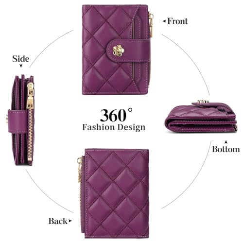 Image of RNIEGA Small Wallets for Women Leather Bifold Wallet Women RFID Blocking Purse Credit Card Holder with 15 Card Slots and ID Window Coin Pocket