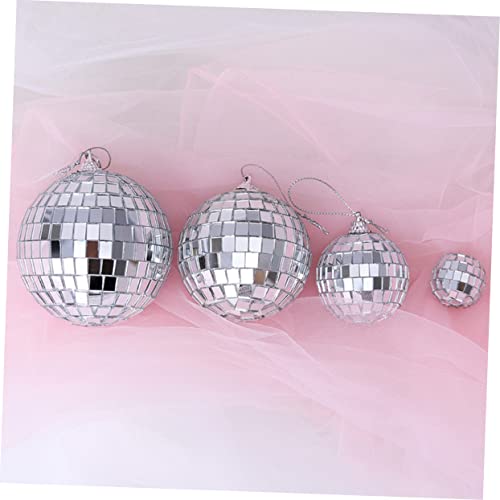 Uonlytech - 6 piezas de adornos colgantes reflectantes de espejo plateado para decoración de fiestas, bodas, eventos nocturnos y discotecas miniatura 4