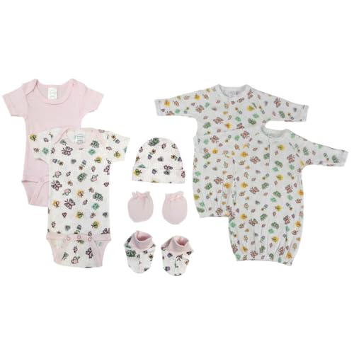 Bambini NC-0604 Newborn Baby Girl 7 Piece Layette Sets White & Pink