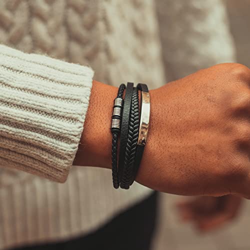 Image of SERASAR Premium Leather Bracelet Men | Stainless Steel Magnetic Clasp | Three Colors | Jewelry Box Included