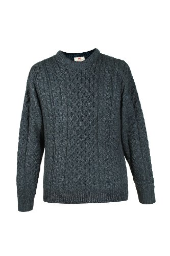 Traditional Irish Aran Sweater (XL, Charcoal Grey)