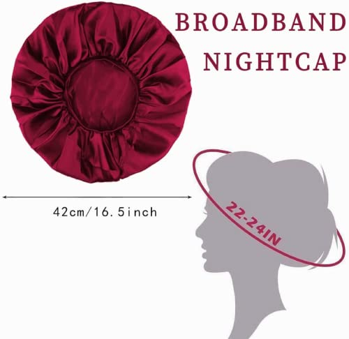 3Pack Satin Bonnet Silk Sleep Bonnet, Night Sleeping Cap with Wide Elastic Band - Image 2