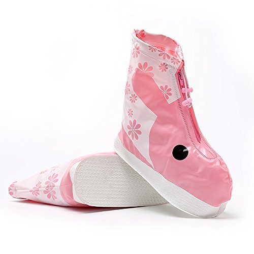 Preisvergleich Produktbild Kumkey Wasserdicht Regenschuhe Kinder Regen Überziehschuhe Schuhüberzieher Wasserabweisend Schuhüberzug Für Spazieren Gehen Wandern Radfahrer ,GEH zur Schule, Regenjacke für die Schuhe (Rosa, M)