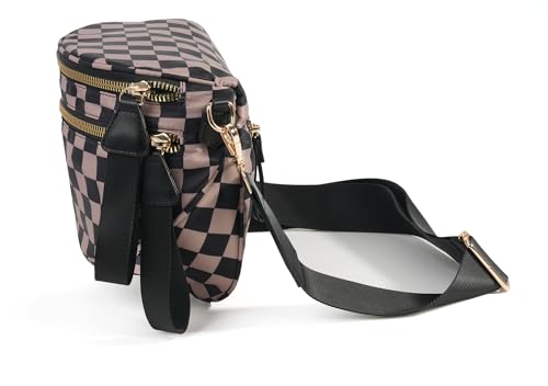 Image of FEIBOON Spacious Checkered Nylon Crossbody Bag Bum Bag Handbags Wallets for Women
