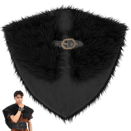 Châle à fourrure Viking homme pour ne plus avoir froid en costume médiéval noir