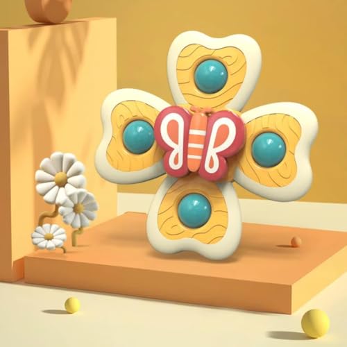 Image of PLUSPOINT Baby Suction Cup Spinner Toys - Set of 3 | Rotating Montessori Bath Toys for Baby Boys & Girls | Pop-Up Waterproof Spinning Top Toy for High Chair, Bathtub & Wall Play