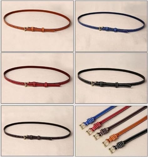 Belts for women, Waist Belt Women's Waist Belts Pure Cowhide Belts Alloy Buckle Dress Thin Belt Adjustable Fashion Simple Belt(Black,115 cm)2