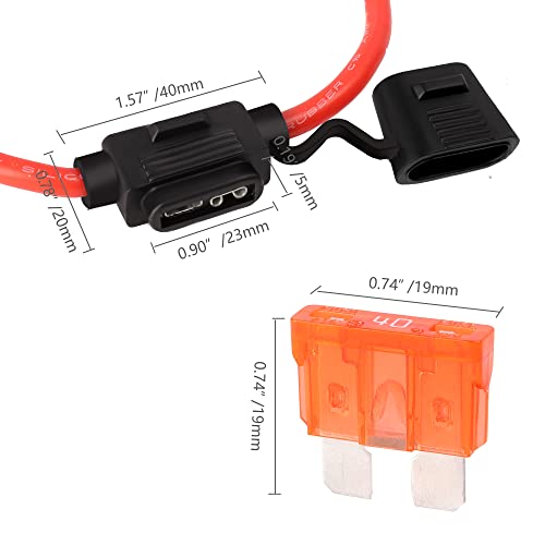 Mulwark 4 Pack 10 Gauge Inline Fuse Holder Tinned Copper Marine Wire Waterproof Ip67 Pigtail Blade Fuse Block Relay With 40 Amp Fuse Holder #TOP1