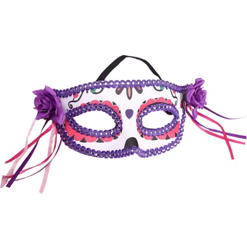Psdndeww Máscara De Calavera Pintada Para La Fiesta La Fiesta Halloween Accesorio Fiestas Transpirable Con Diseño Floral Cómodo